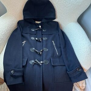 MICHAEL Michael Kors Navy Wool Toggle Utility Jacket Pea Coat